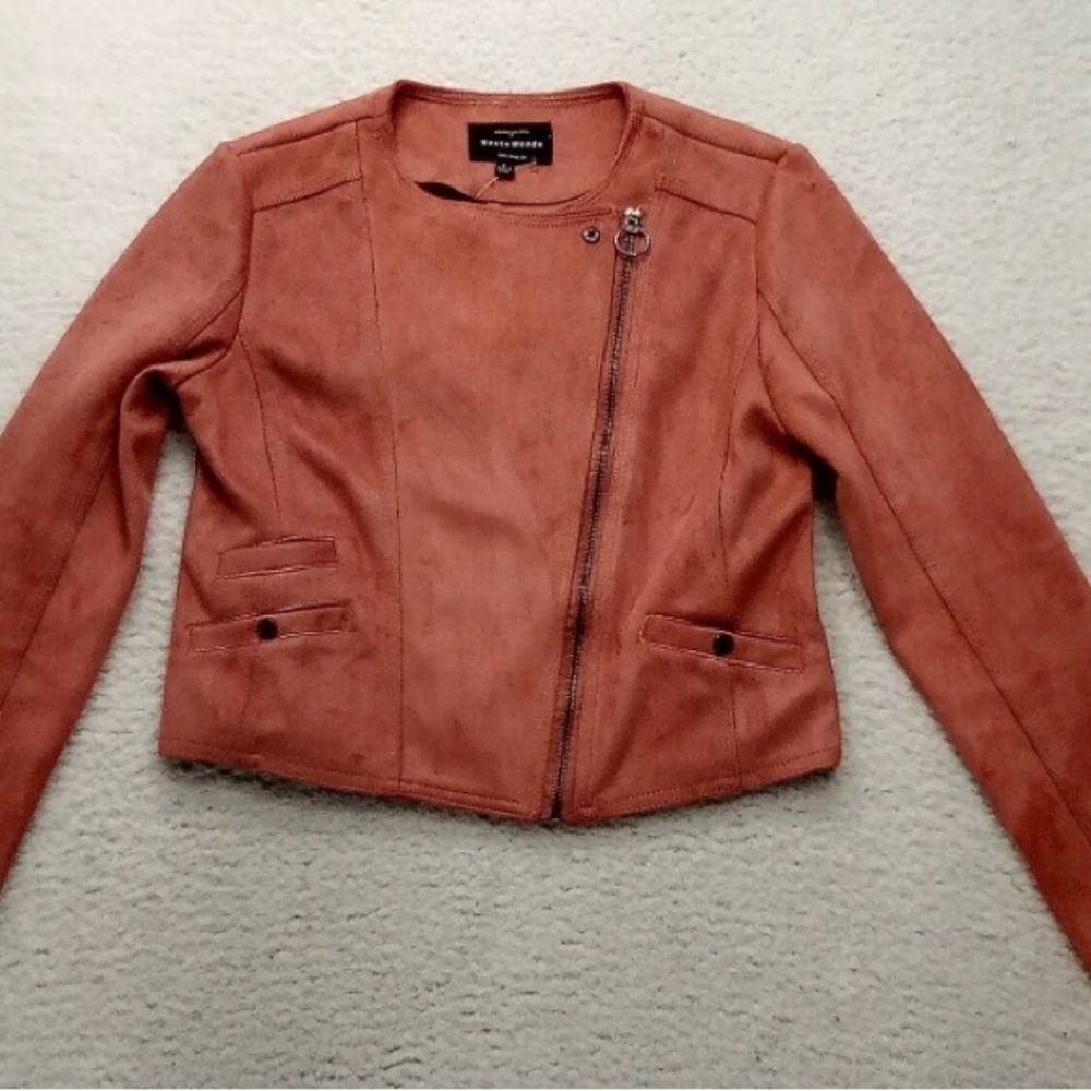 Suede Moto Biker Jacket- super soft chocolate suede by Haute Monde size med NWOT